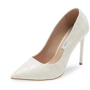 NWT Steve Madden Classic Daisie Pump White Crocodile Stiletto Heel SZ 8